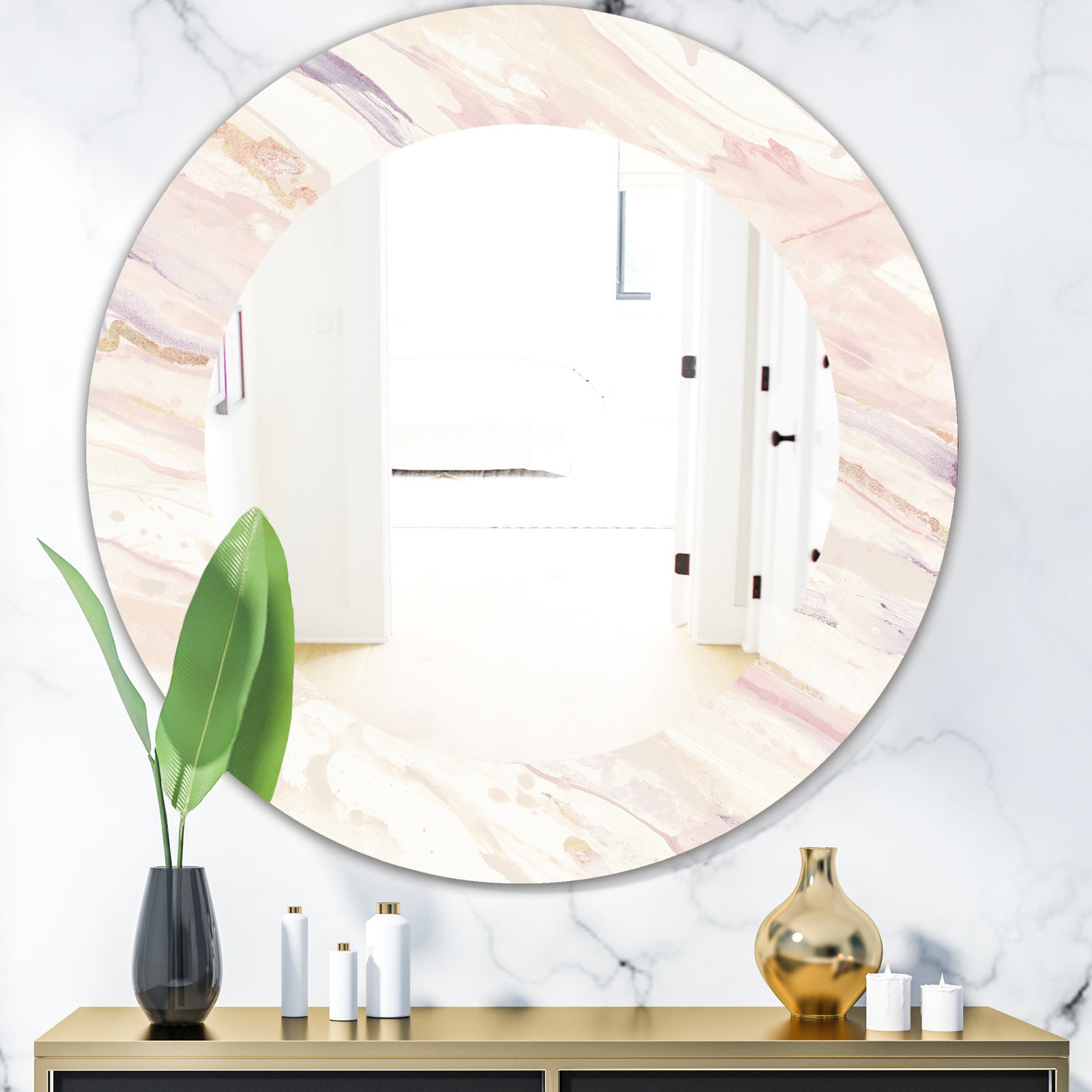 Copper Dreams Geometric - Shabby Chic Mirror - Oval or Round Wall Mirror