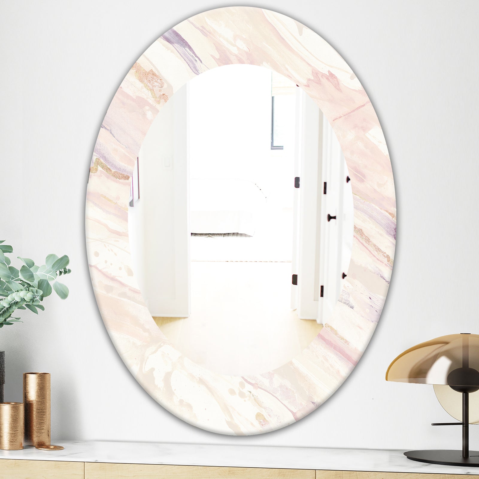 Copper Dreams Geometric - Shabby Chic Mirror - Oval or Round Wall Mirror