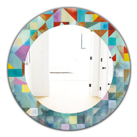 Modern Patchwork - Modern Mirror - Oval or Round Wall Mirror
