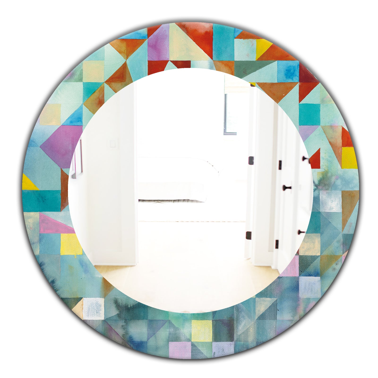 Modern Patchwork - Modern Mirror - Oval or Round Wall Mirror