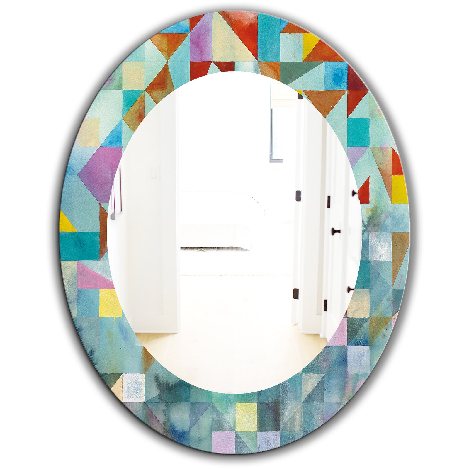 Modern Patchwork - Modern Mirror - Oval or Round Wall Mirror