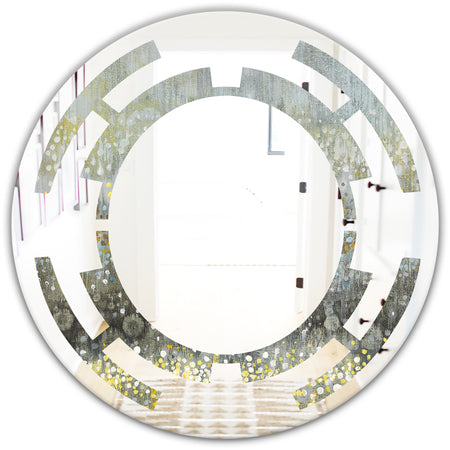 Glam Rain Abstract III - Modern Round or Oval Wall Mirror - Space