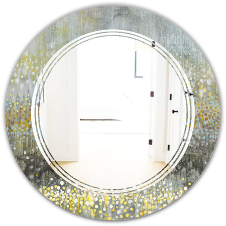 Glam Rain Abstract III - Modern Round or Oval Wall Mirror - Triple C