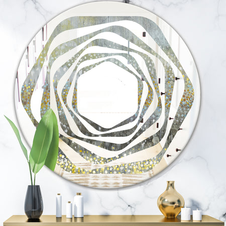 Glam Rain Abstract III - Modern Round or Oval Wall Mirror - Whirl