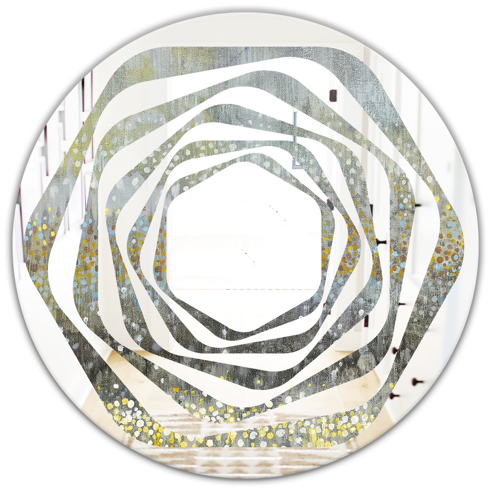 Glam Rain Abstract III - Modern Round or Oval Wall Mirror - Whirl