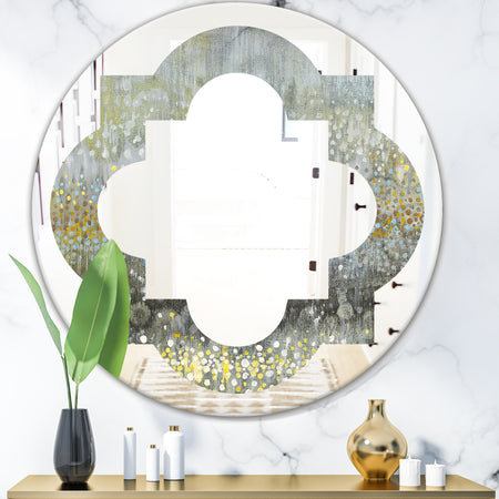 Glam Rain Abstract III - Modern Round or Oval Wall Mirror - Quatrefoil