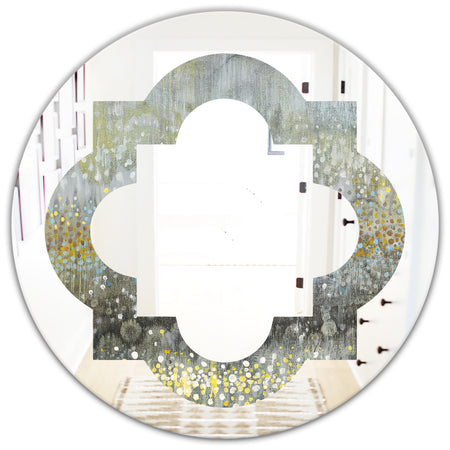 Glam Rain Abstract III - Modern Round or Oval Wall Mirror - Quatrefoil