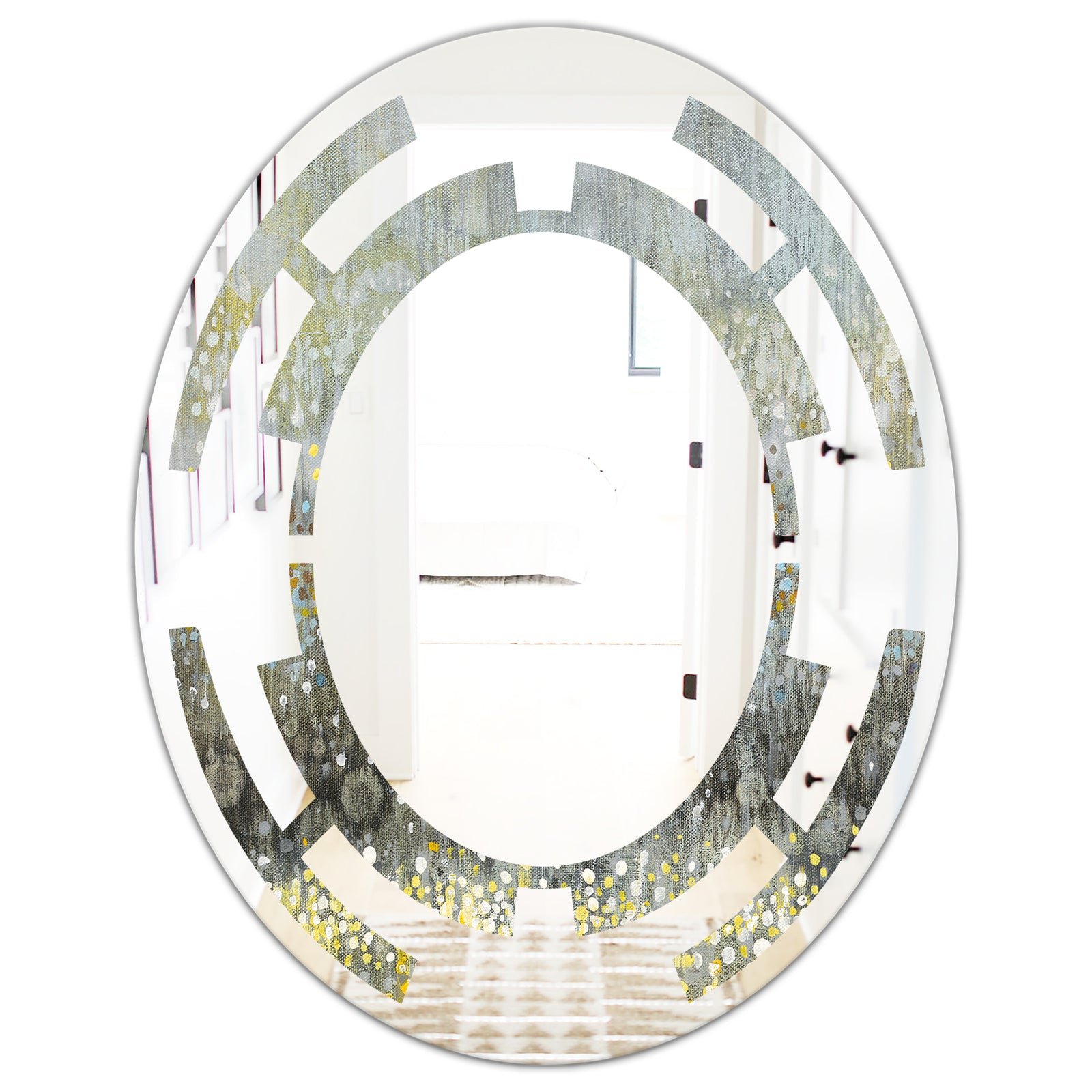 Glam Rain Abstract III - Modern Round or Oval Wall Mirror - Space