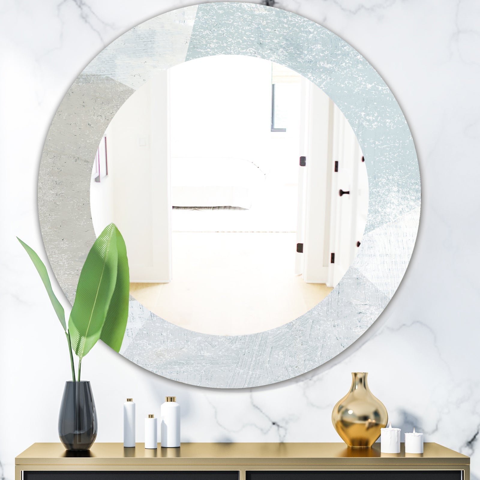 Porch & Den 'Grey and White Collage I - Modern Mirror