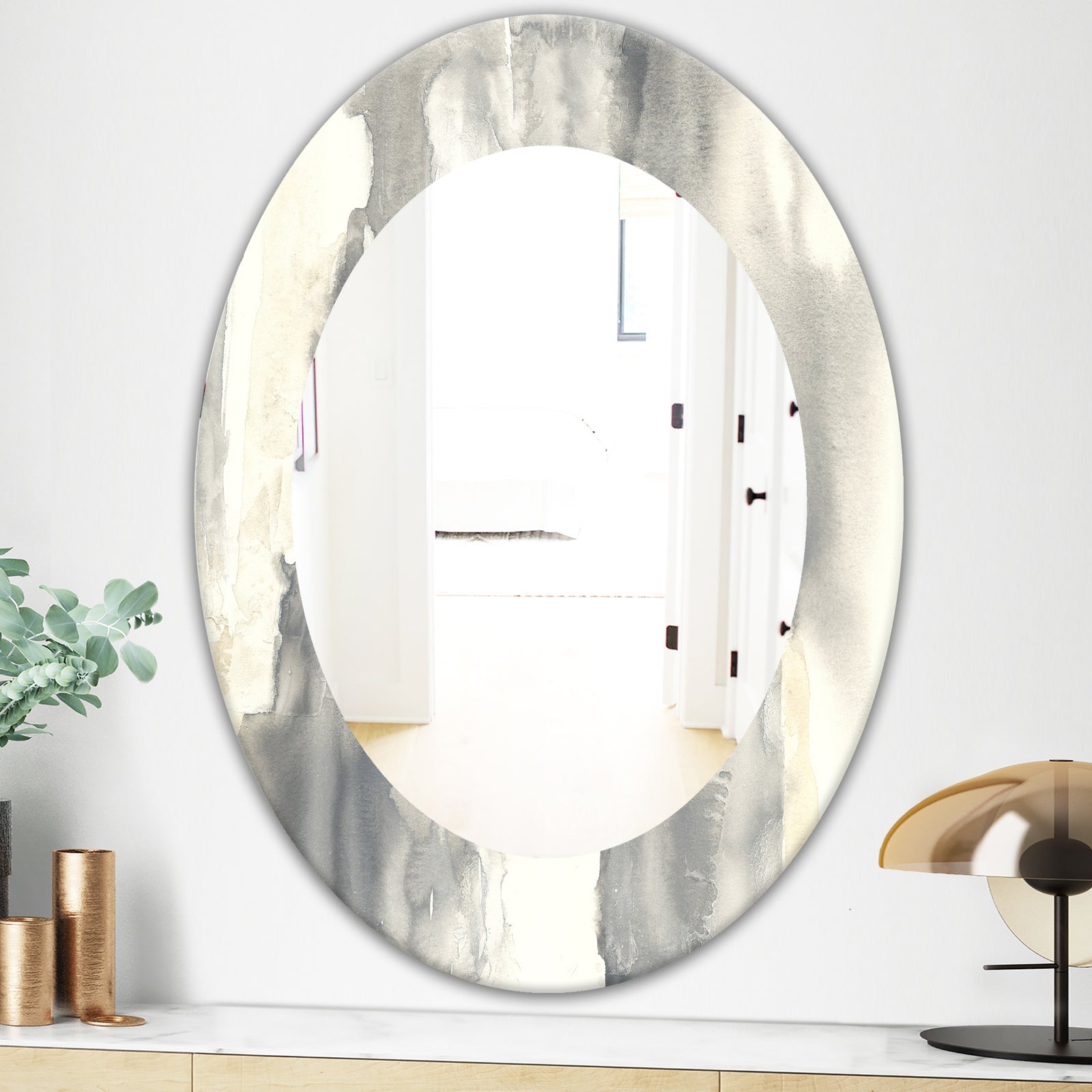 Gold Glamour Direction I - Modern Mirror - Frameless Oval or Round Wall Mirror