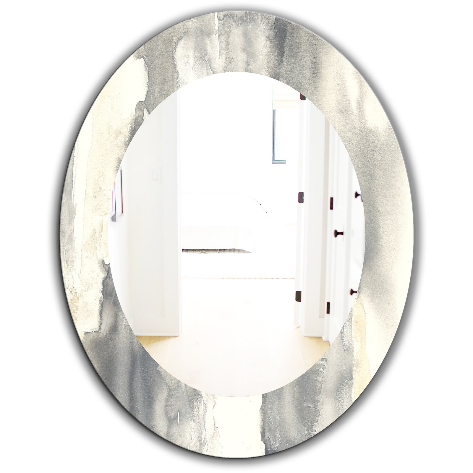 Gold Glamour Direction I - Modern Mirror - Frameless Oval or Round Wall Mirror