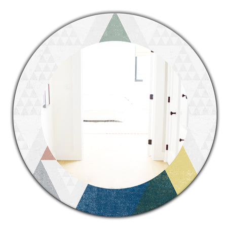 Geometrical Composition Triangles I - Modern Mirror - Frameless Oval or Round Wall Mirror