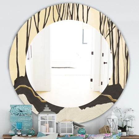 Geometric Forest - Farmhouse Mirror - Frameless Oval or Round Wall Mirror