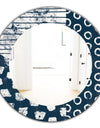 Porch & Den Dane Indigo Stripe and Circle Frameless Mirror