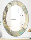 Blue Geometric Water - Modern Mirror - Frameless Oval or Round Wall Mirror
