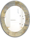Geometric Cream Block I - Modern Mirror - Frameless Oval or Round Wall Mirror