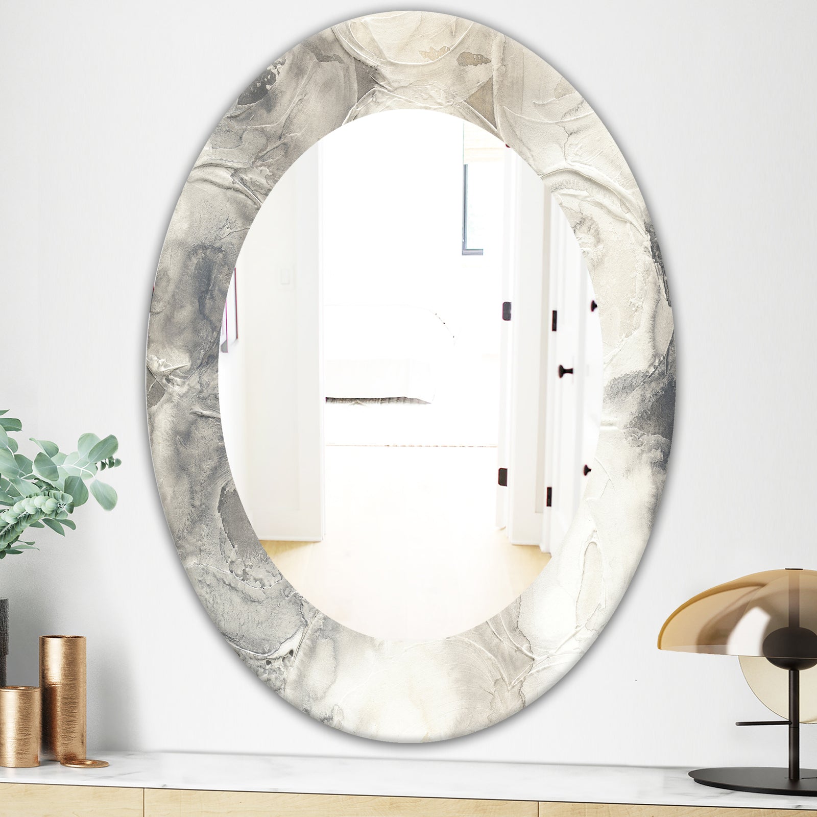 Gray Circles I - Modern Mirror - Oval or Round Wall Mirror