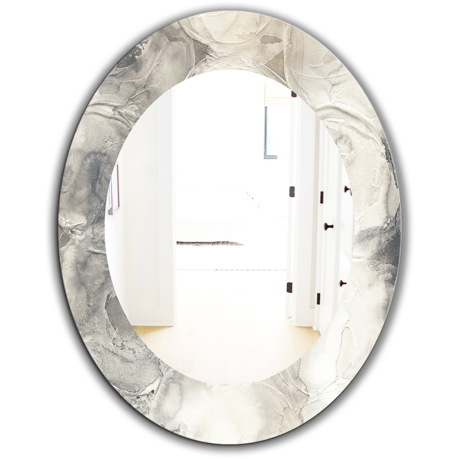 Gray Circles I - Modern Mirror - Oval or Round Wall Mirror