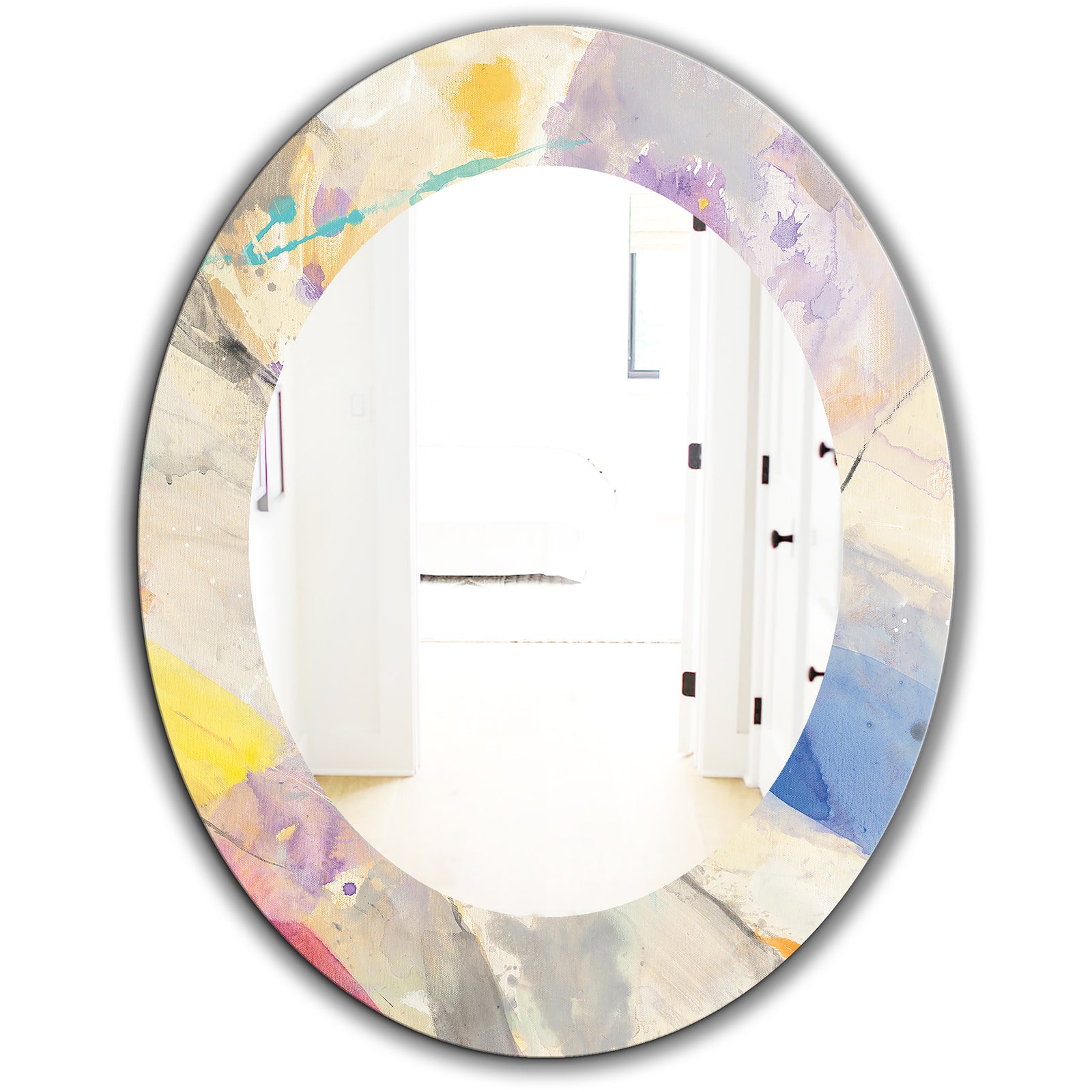 Spring Minimalist Confetti I - Modern Mirror - Oval or Round Wall Mirror