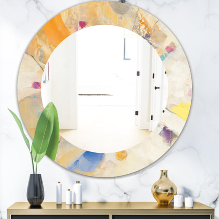 Spring Minimalist Confetti II - Modern Mirror - Oval or Round Wall Mirror
