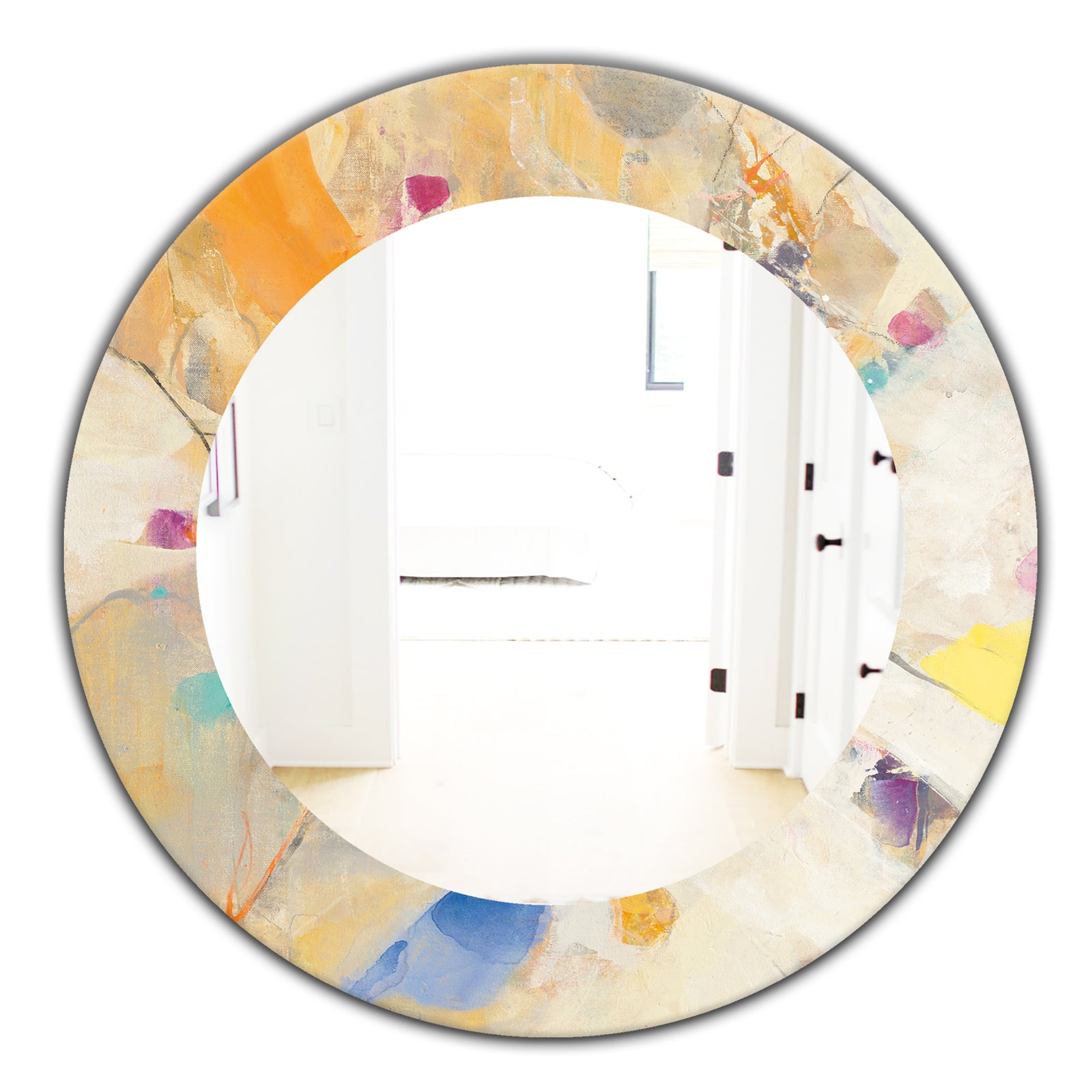 Spring Minimalist Confetti II - Modern Mirror - Oval or Round Wall Mirror