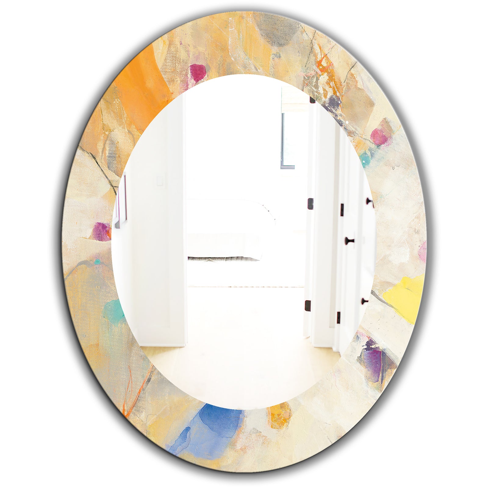 Spring Minimalist Confetti II - Modern Mirror - Oval or Round Wall Mirror
