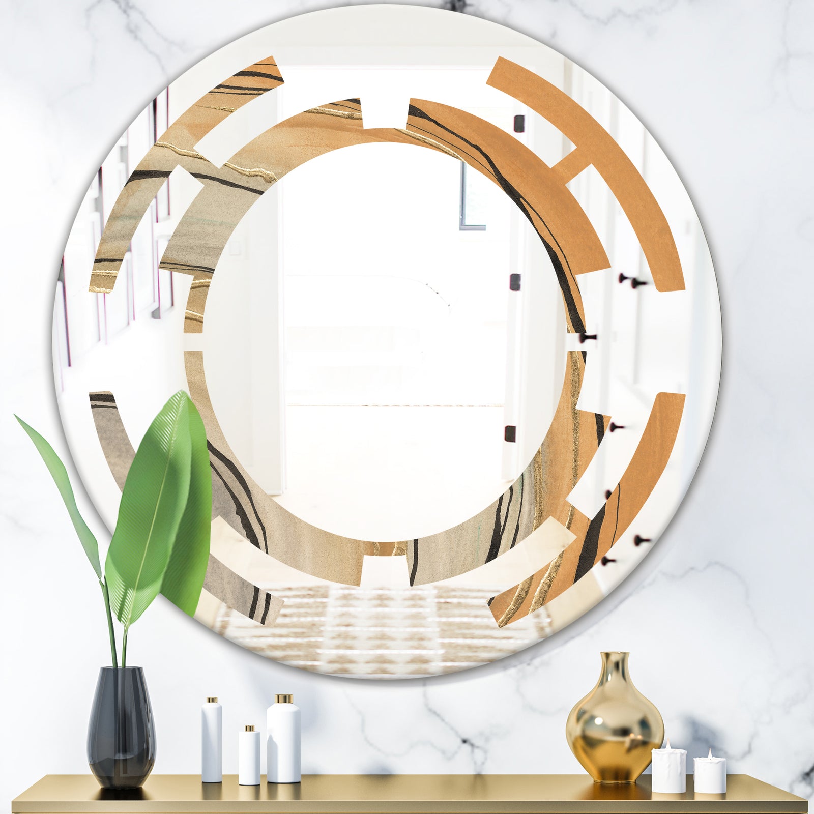 Glam Canion II - Modern Round or Oval Wall Mirror - Space