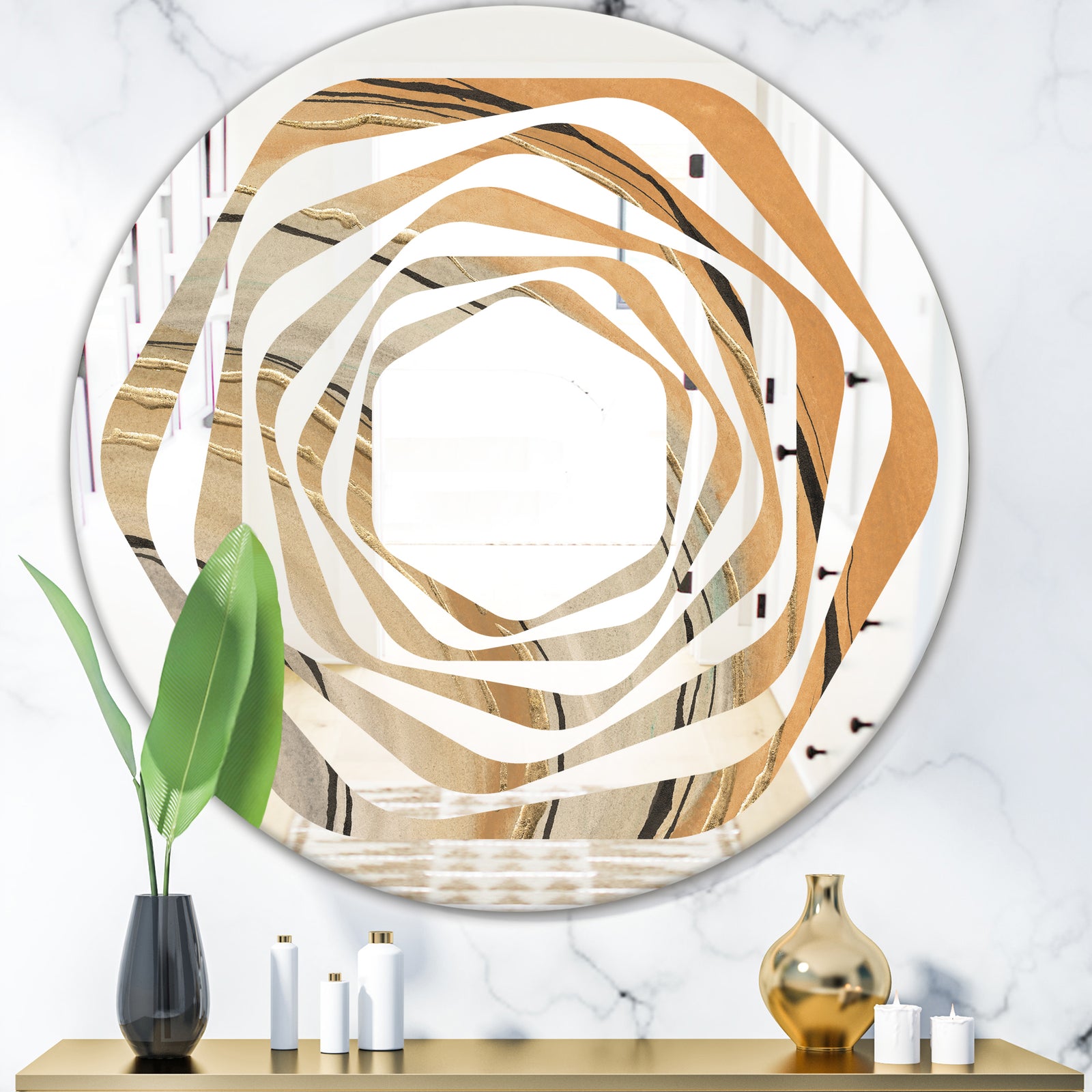 Glam Canion II - Modern Round or Oval Wall Mirror - Whirl
