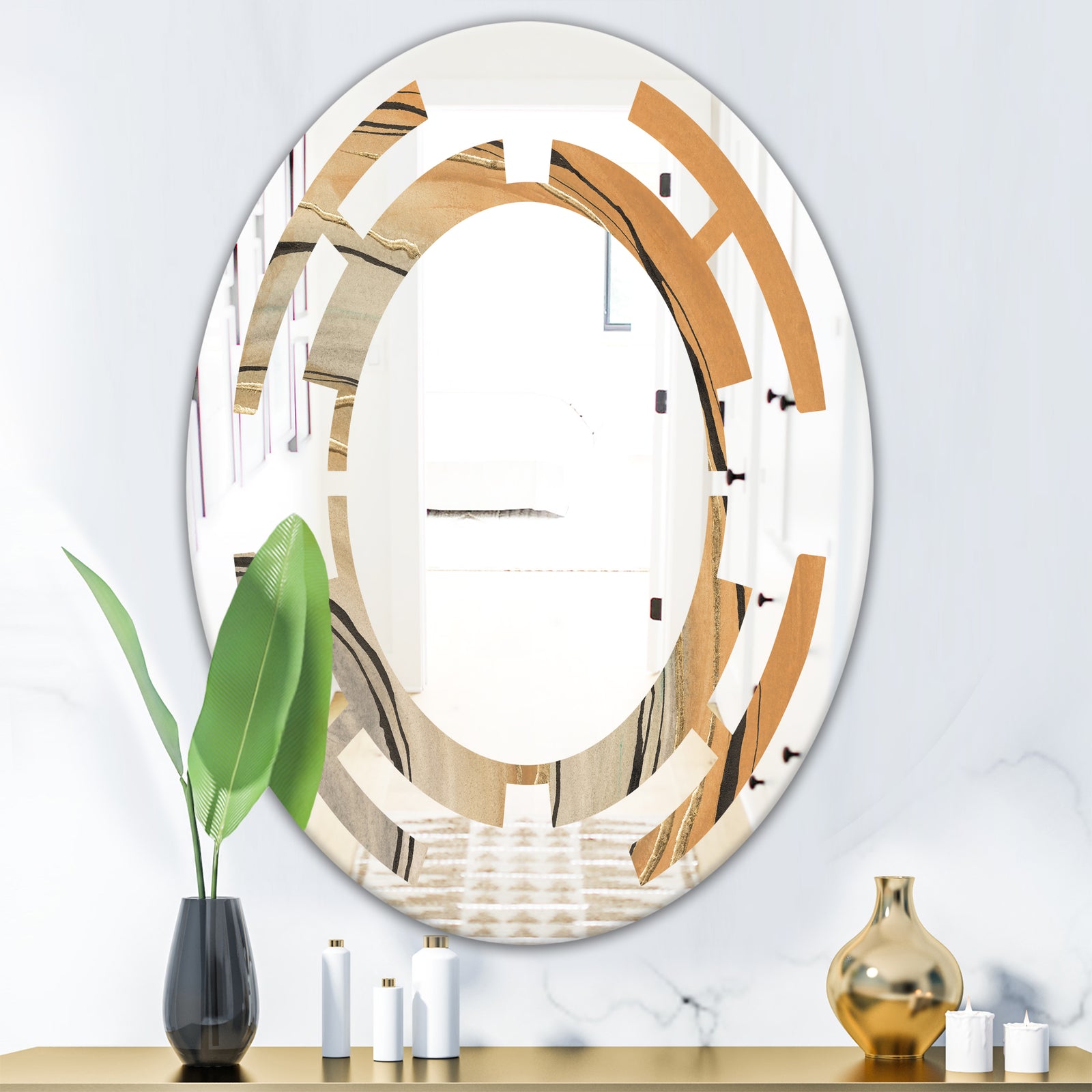 Glam Canion II - Modern Round or Oval Wall Mirror - Space