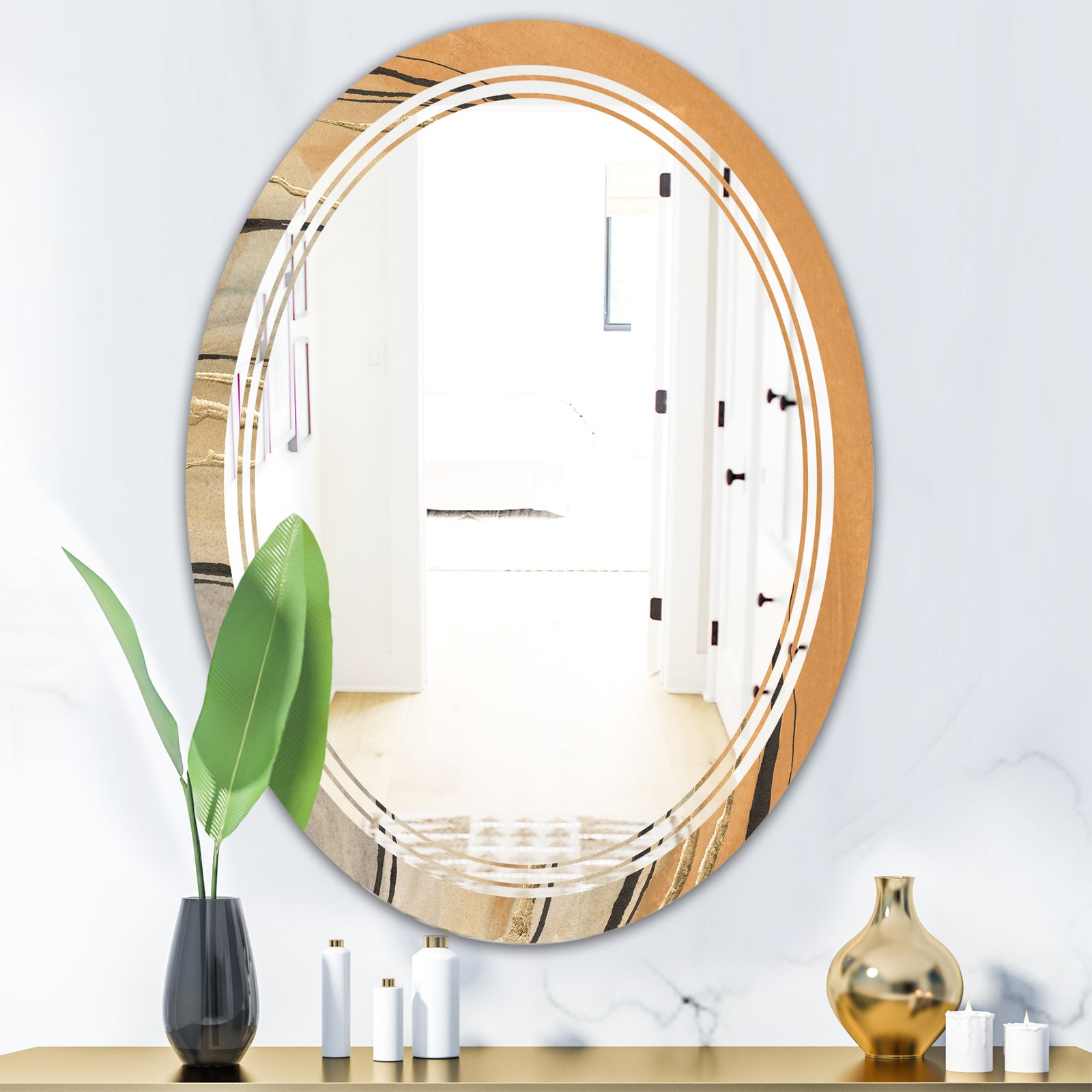 Glam Canion II - Modern Round or Oval Wall Mirror - Triple C