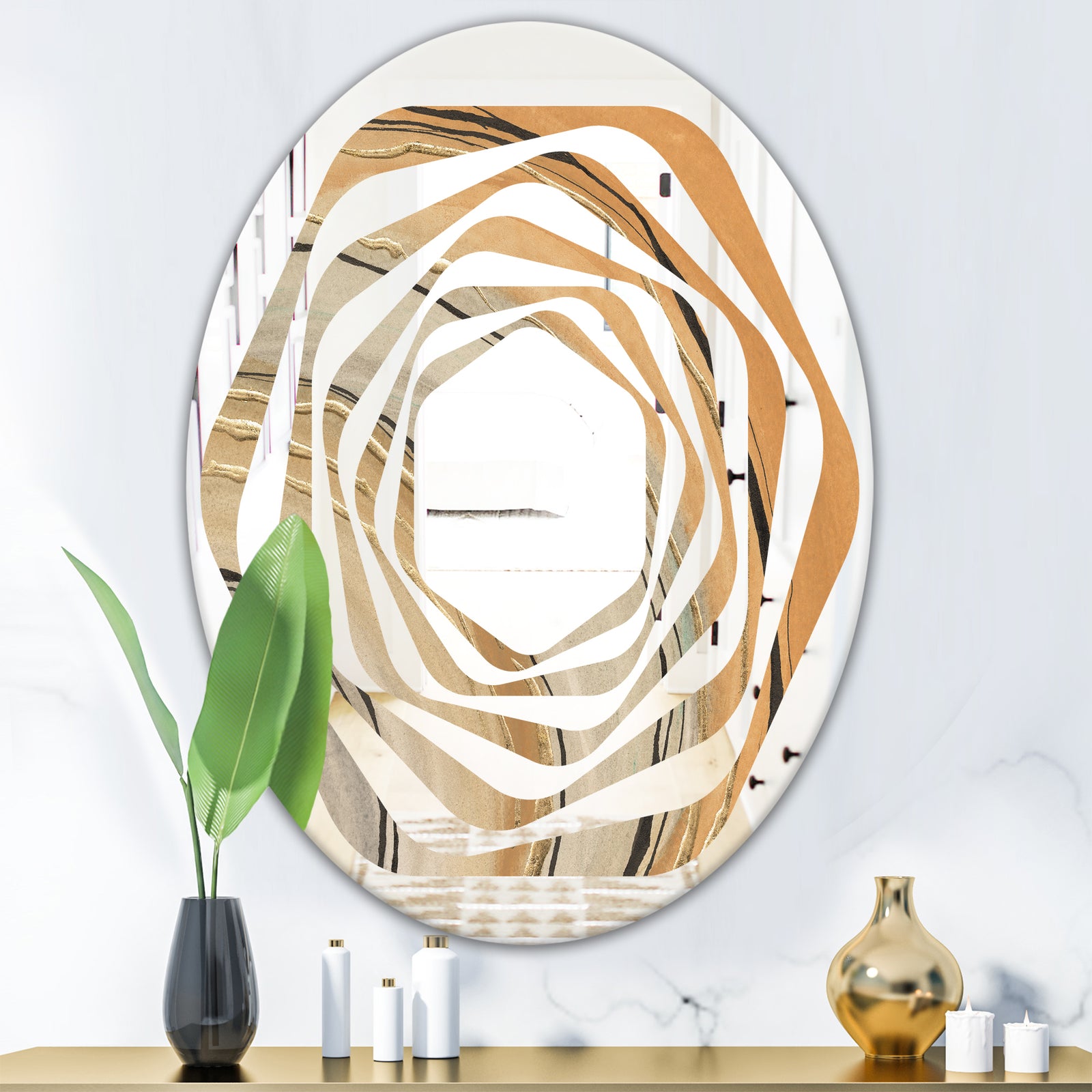 Glam Canion II - Modern Round or Oval Wall Mirror - Whirl