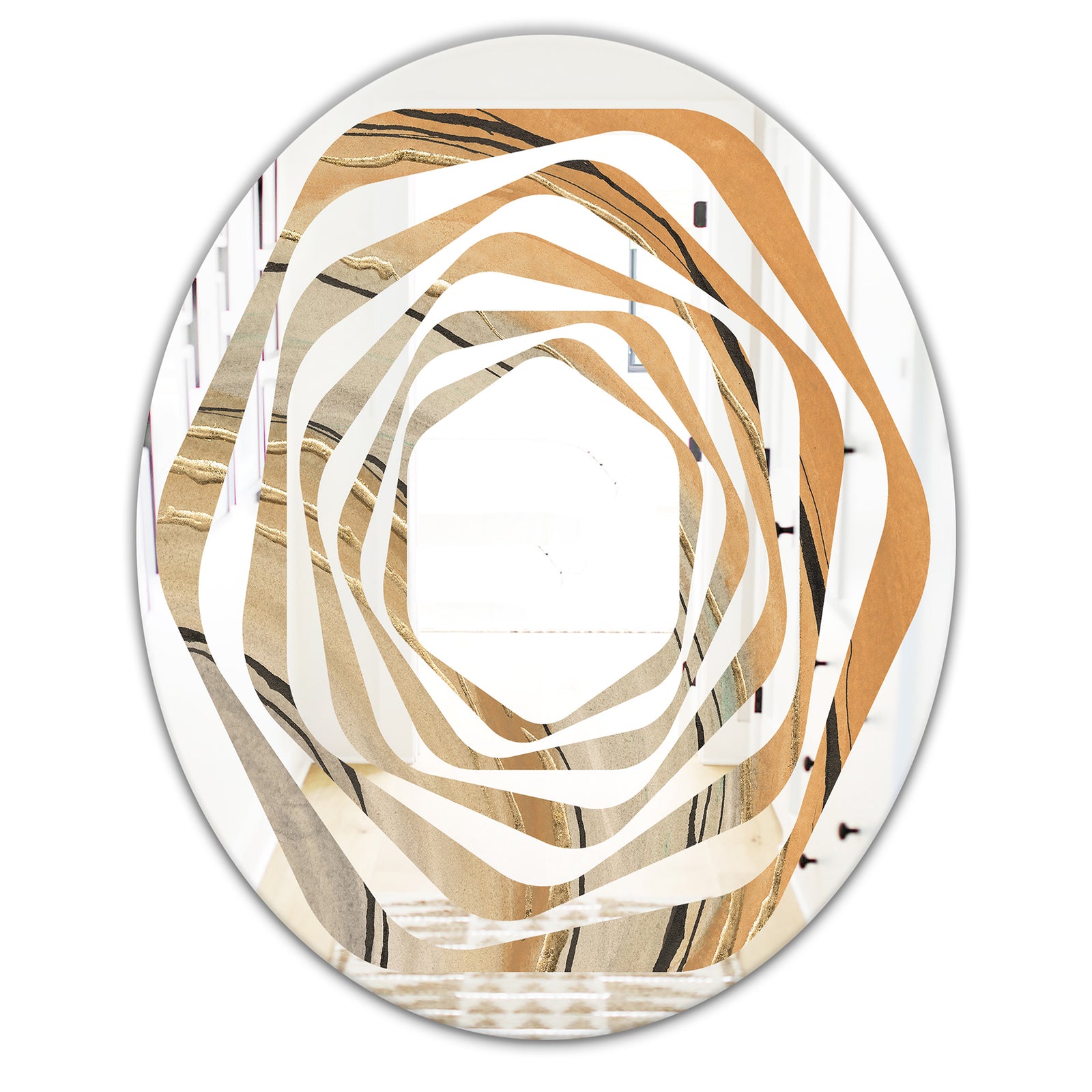 Glam Canion II - Modern Round or Oval Wall Mirror - Whirl