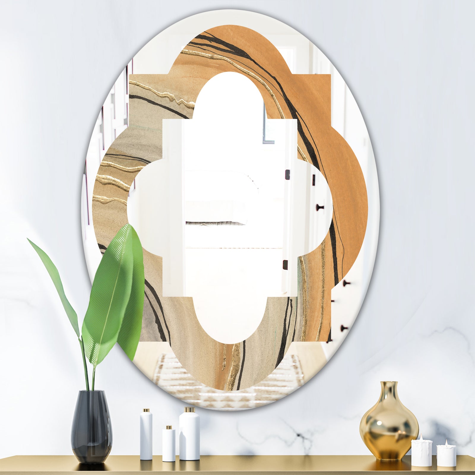 Glam Canion II - Modern Round or Oval Wall Mirror - Quatrefoil