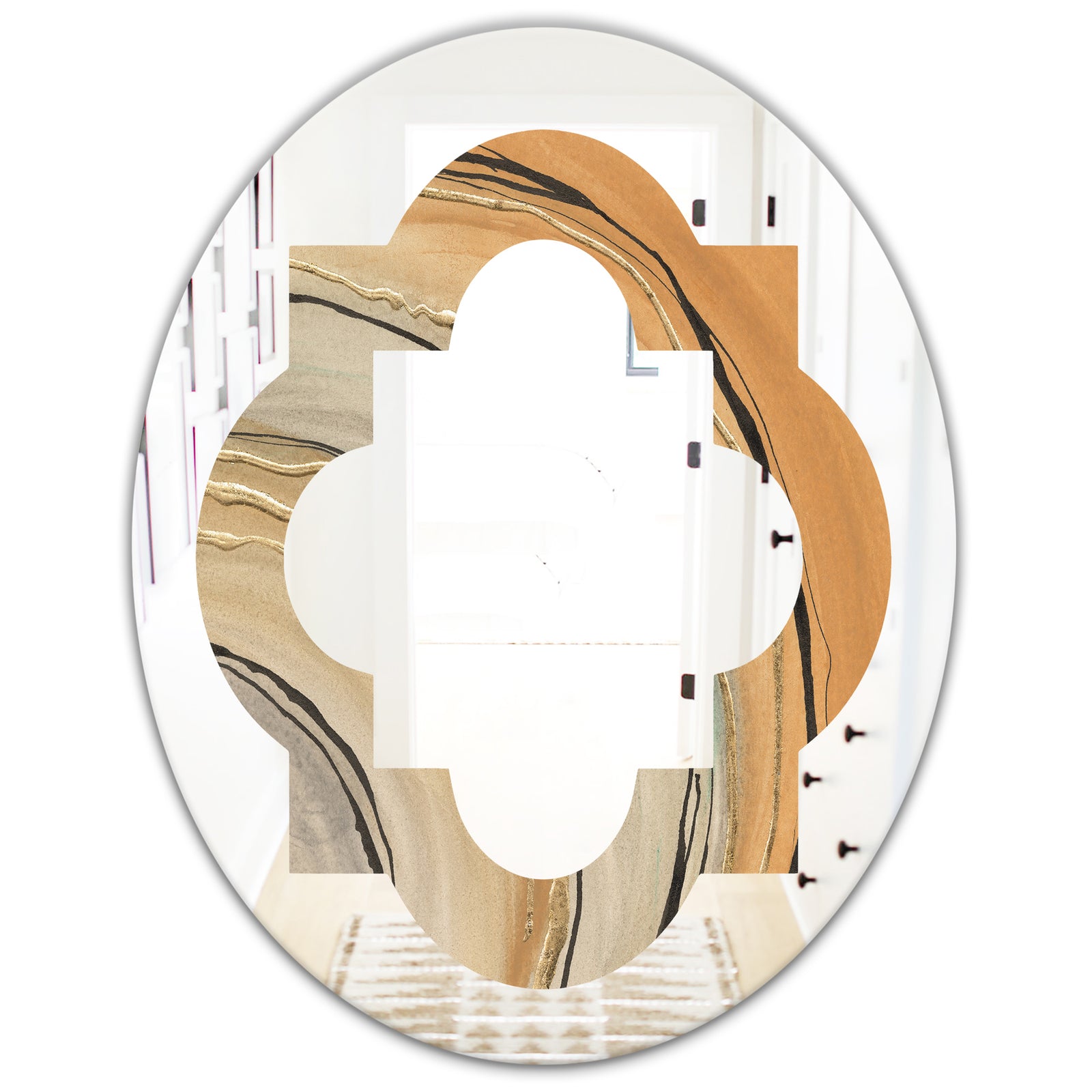 Glam Canion II - Modern Round or Oval Wall Mirror - Quatrefoil