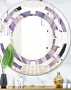 Geometric Purple Glacier - Modern Round or Oval Wall Mirror - Space
