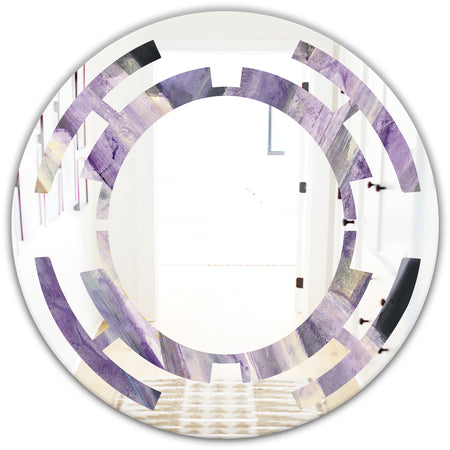 Geometric Purple Glacier - Modern Round or Oval Wall Mirror - Space
