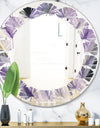 Geometric Purple Glacier - Modern Round or Oval Wall Mirror - Leaves