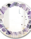 Geometric Purple Glacier - Modern Round or Oval Wall Mirror - Leaves