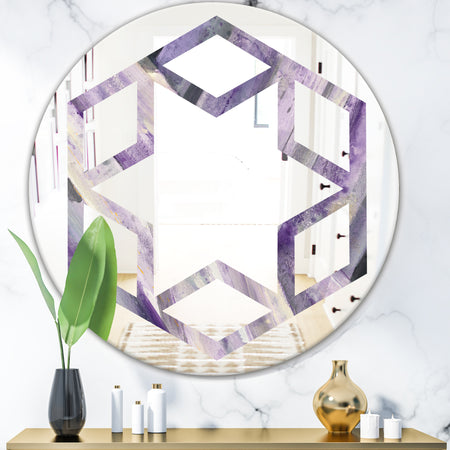 Geometric Purple Glacier - Modern Round or Oval Wall Mirror - Hexagon Star