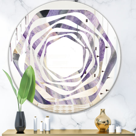 Geometric Purple Glacier - Modern Round or Oval Wall Mirror - Whirl