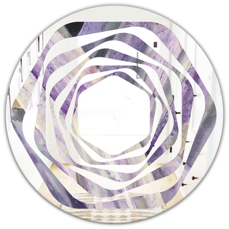 Geometric Purple Glacier - Modern Round or Oval Wall Mirror - Whirl