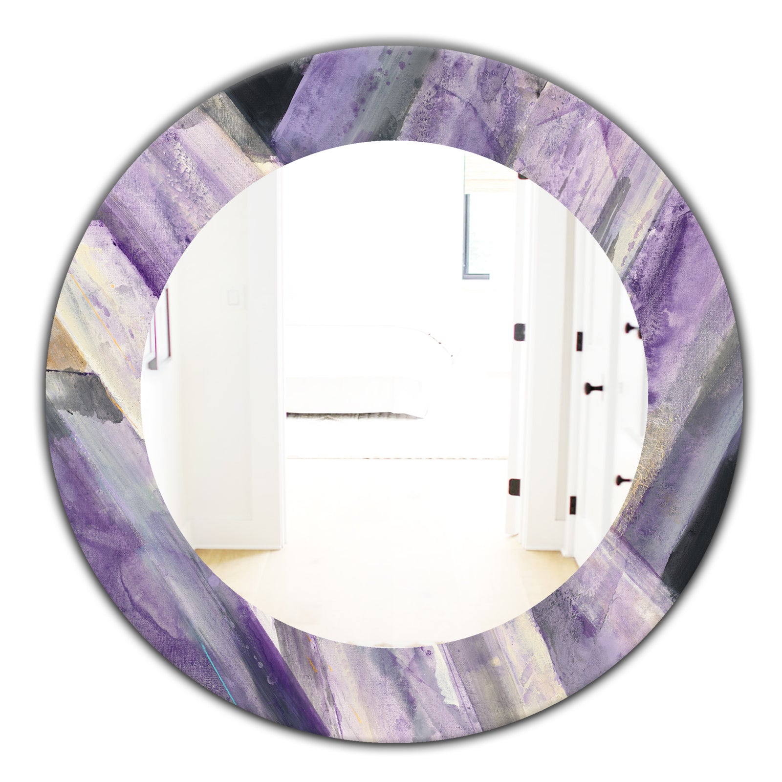 Geometric Purple Glacier - Modern Mirror - Oval or Round Wall Mirror