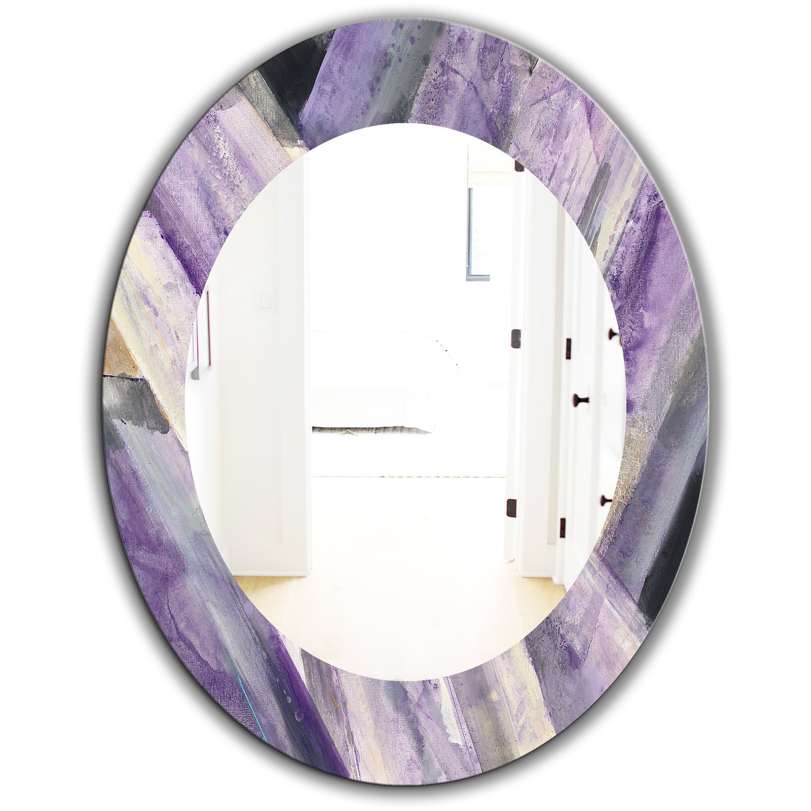 Geometric Purple Glacier - Modern Mirror - Oval or Round Wall Mirror
