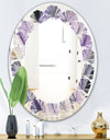 Geometric Purple Glacier - Modern Round or Oval Wall Mirror - Leaves
