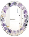 Geometric Purple Glacier - Modern Round or Oval Wall Mirror - Leaves