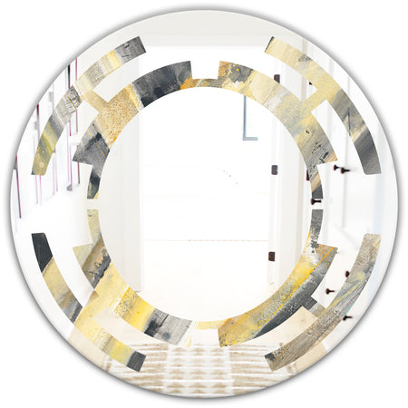 Geometric Beige Glacier - Modern Round or Oval Wall Mirror - Space