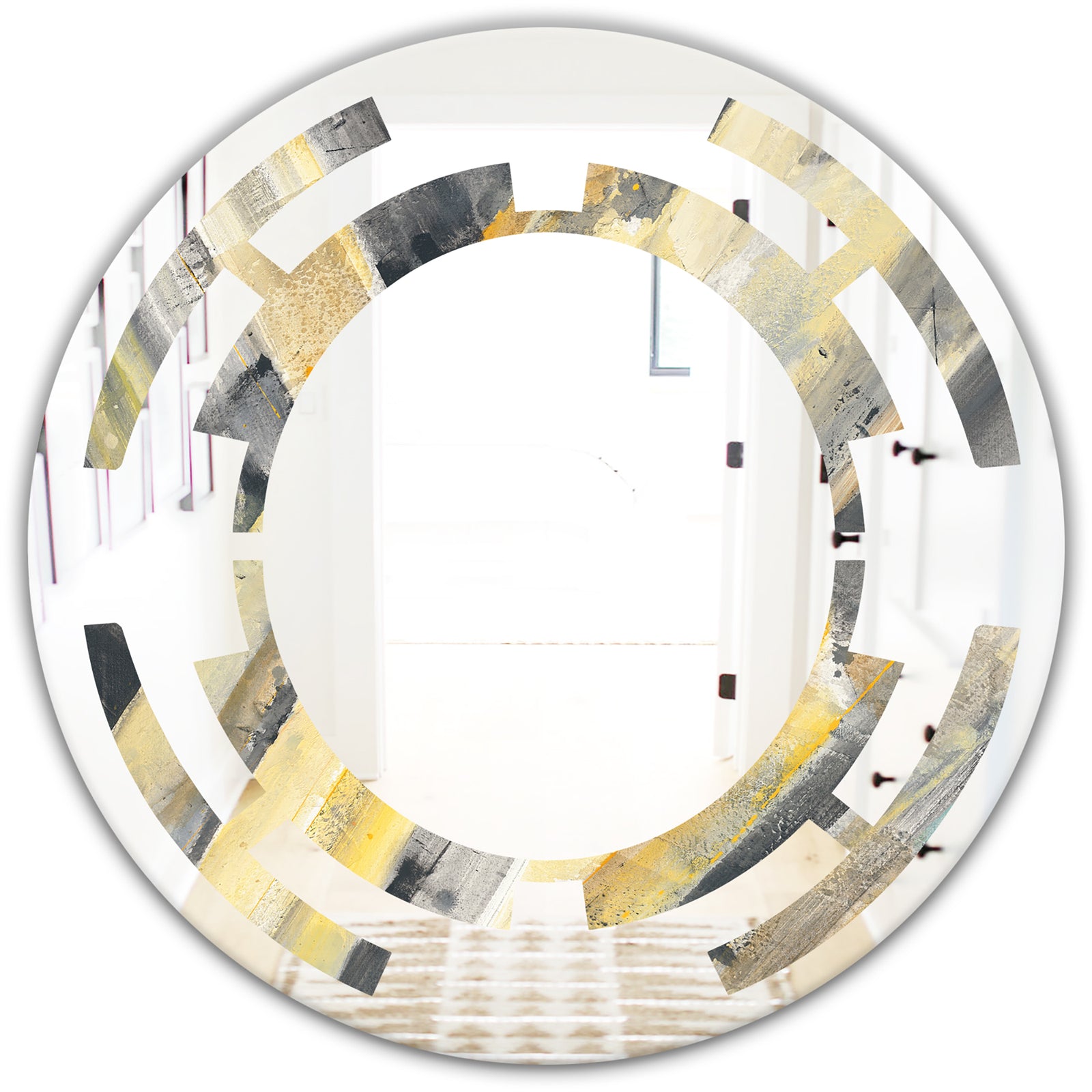 Geometric Beige Glacier - Modern Round or Oval Wall Mirror - Space