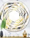 Geometric Beige Glacier - Modern Round or Oval Wall Mirror - Whirl