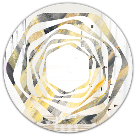 Geometric Beige Glacier - Modern Round or Oval Wall Mirror - Whirl