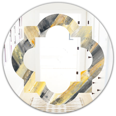 Geometric Beige Glacier - Modern Round or Oval Wall Mirror - Quatrefoil